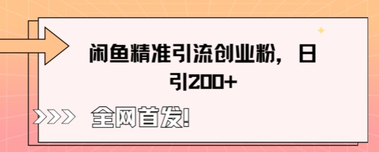 闲鱼精准引流创业粉,轻松日引200+-网创终点站
