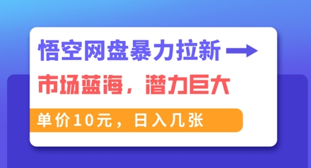 悟空网盘暴力拉新:一单10元,市场空白,日入几张-网创终点站