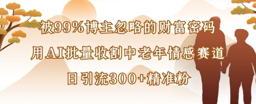 被99%博主忽略的财富密码:用AI批量收割中老年情感赛道,日引流300+精准粉-网创终点站